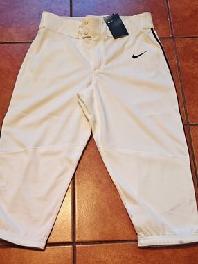 Nike Men’s White Baseball Jogger Pants with Black Swoosh